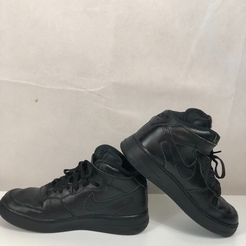 Nike Air Force 1 Basketball Shoes Big Boys Youth Size 5.5 Y Leather Black - Picture 2 of 7